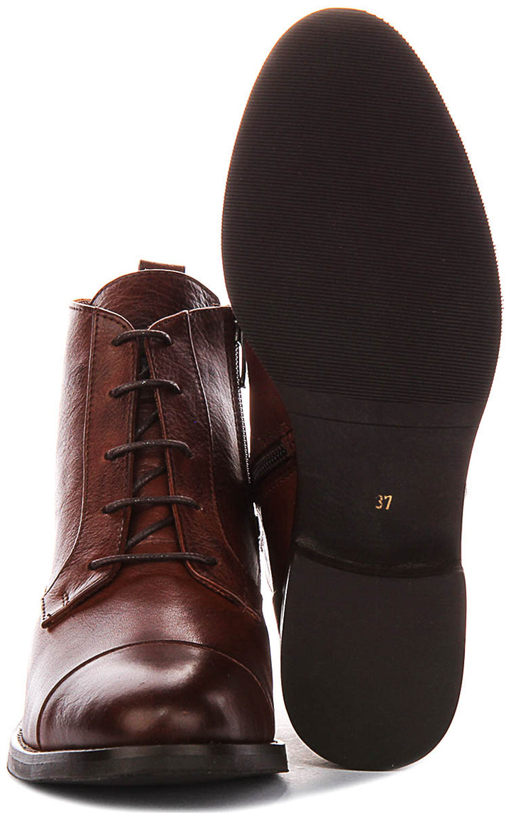 Kendra Lace Up Boots In Tan