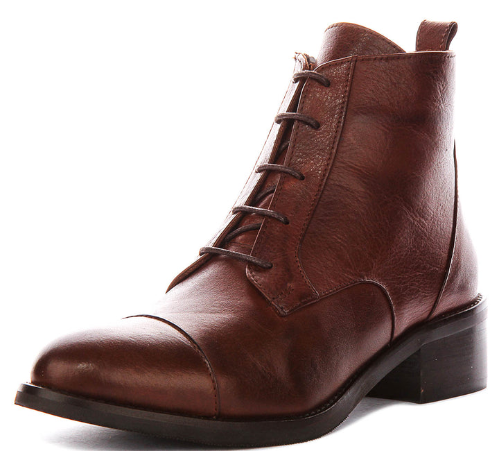 Kendra Lace Up Boots In Tan