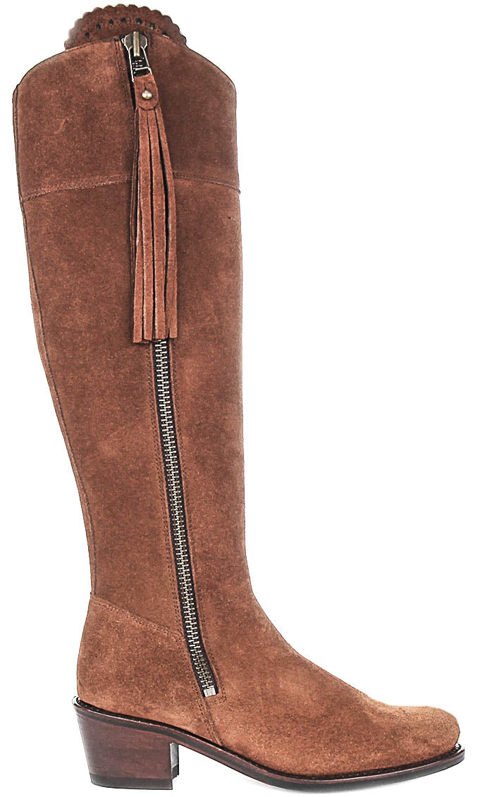 Valentina Knee High Ridding Boots In Tan Brown | Narrow Calf