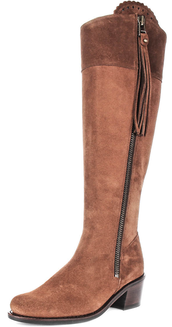 Valentina Knee High Ridding Boots In Tan Brown | Narrow Calf