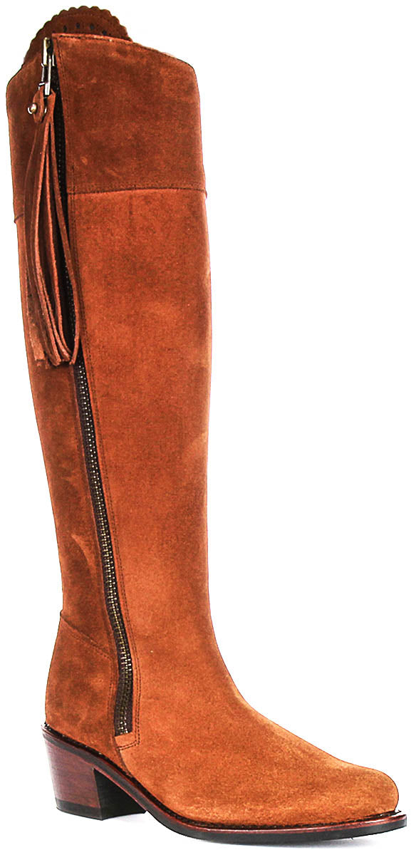 Valentina Knee High Ridding Boots In Tan Brown | Wide Calf