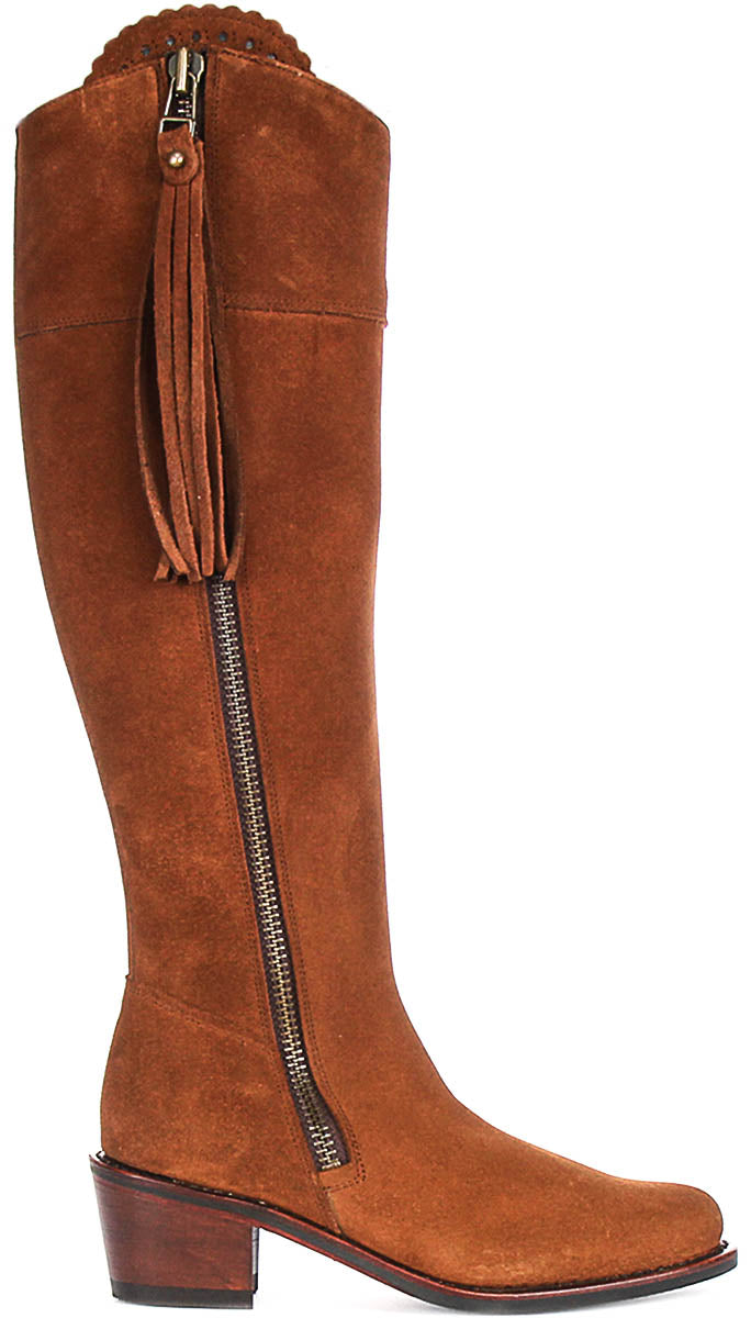 Valentina Knee High Ridding Boots In Tan Brown | Wide Calf