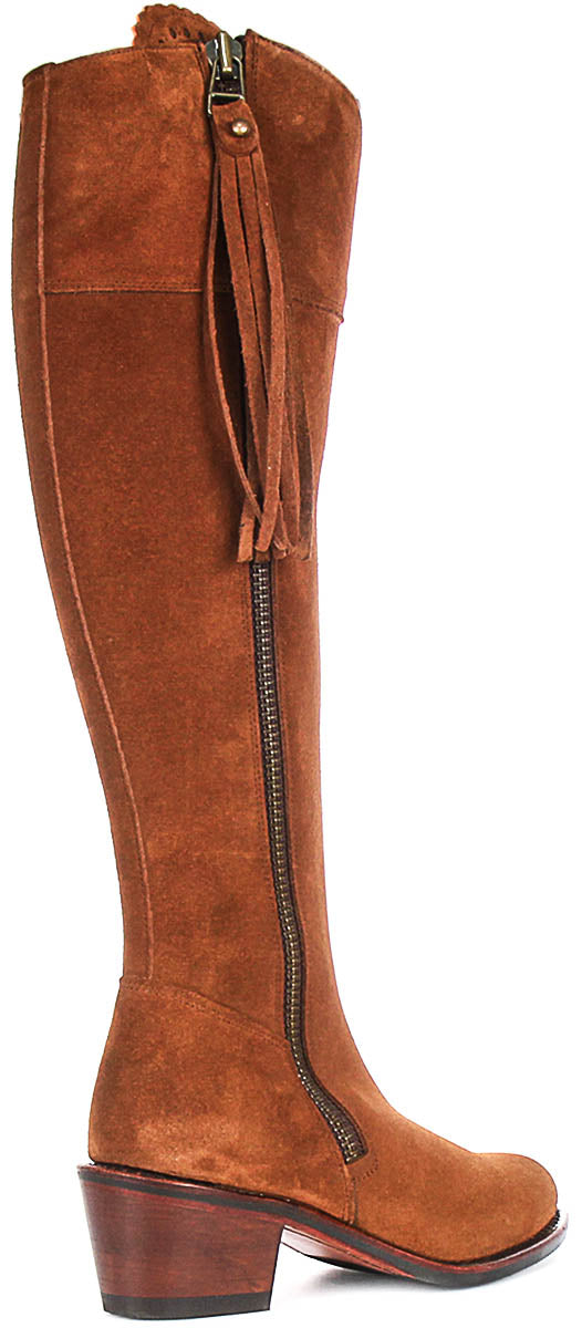 Valentina Knee High Ridding Boots In Tan Brown | Wide Calf