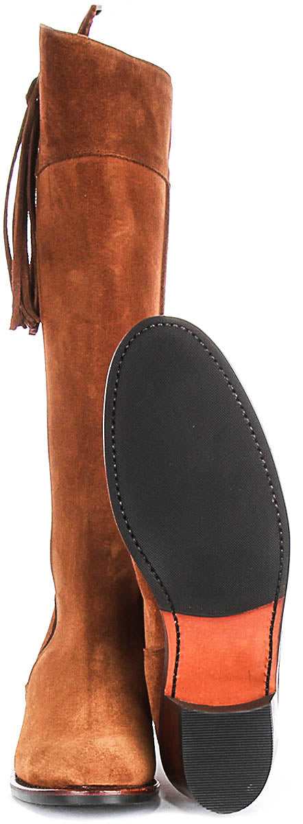 Valentina Knee High Ridding Boots In Tan Brown | Wide Calf