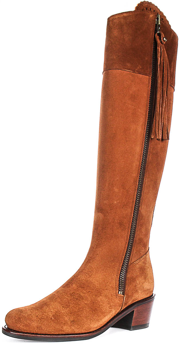 Valentina Knee High Ridding Boots In Tan Brown | Wide Calf