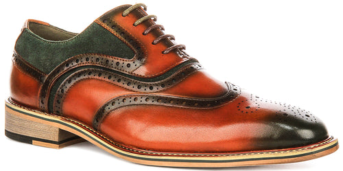 Roman In Tan Green Brogues