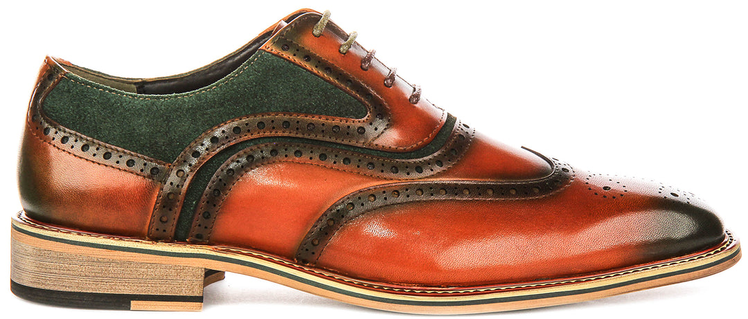 Roman In Tan Green Brogues