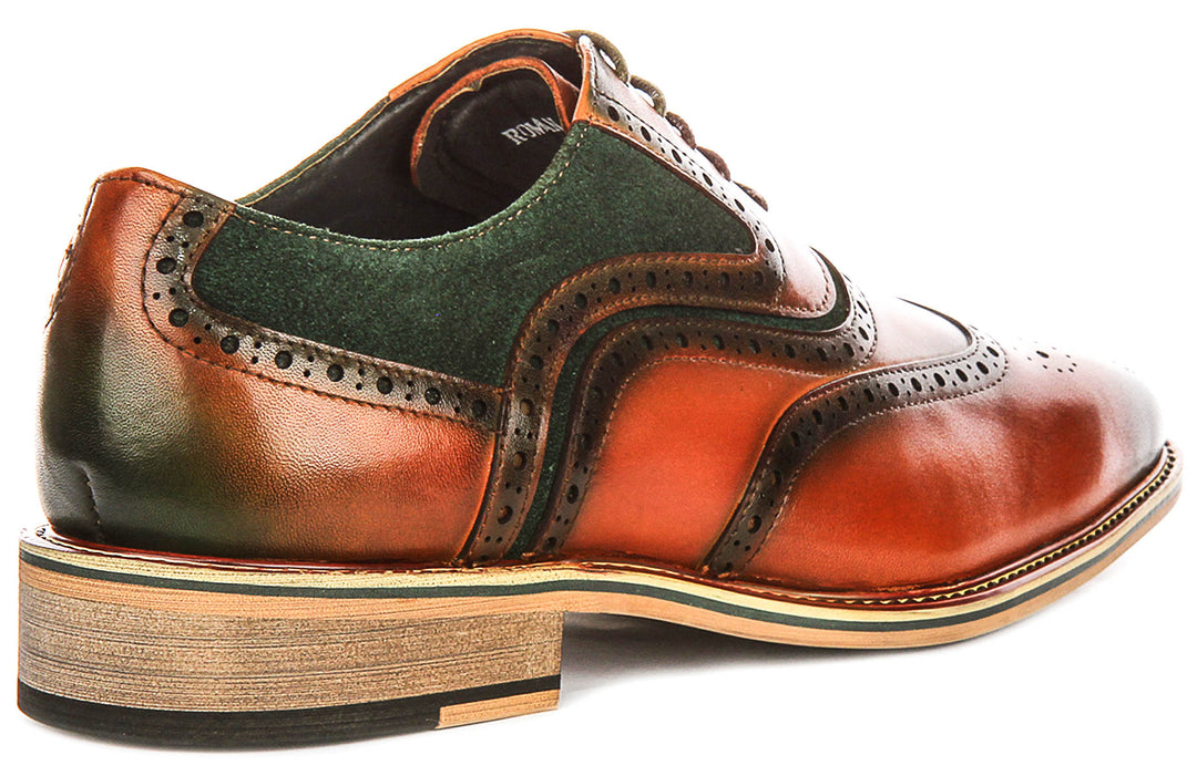 Roman In Tan Green Brogues