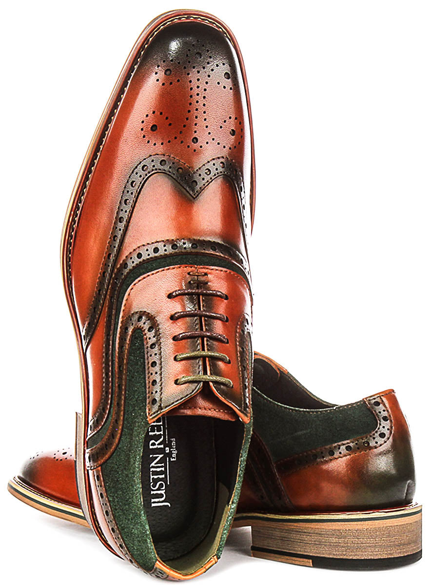 Roman In Tan Green Brogues