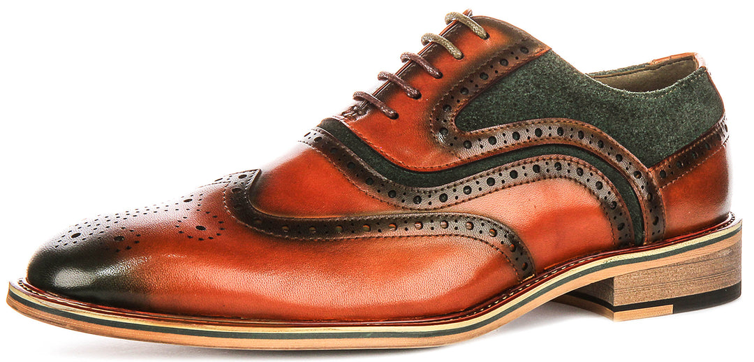 Roman In Tan Green Brogues