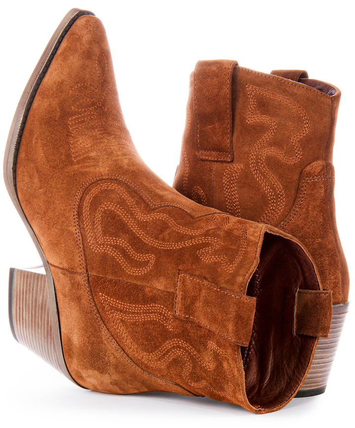 Nova Suede Ankle Boots In Tan Suede