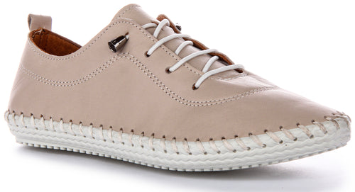 Lexi 2 Leather Plimsoll In Taupe