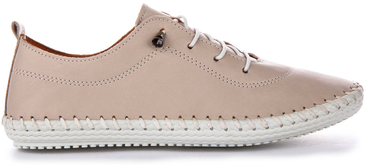 Lexi 2 Leather Plimsoll In Taupe