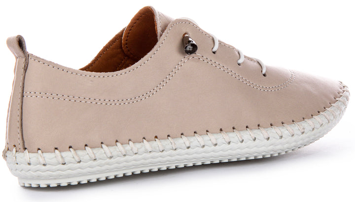 Lexi 2 Leather Plimsoll In Taupe