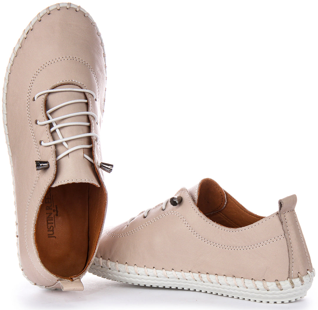 Lexi 2 Leather Plimsoll In Taupe