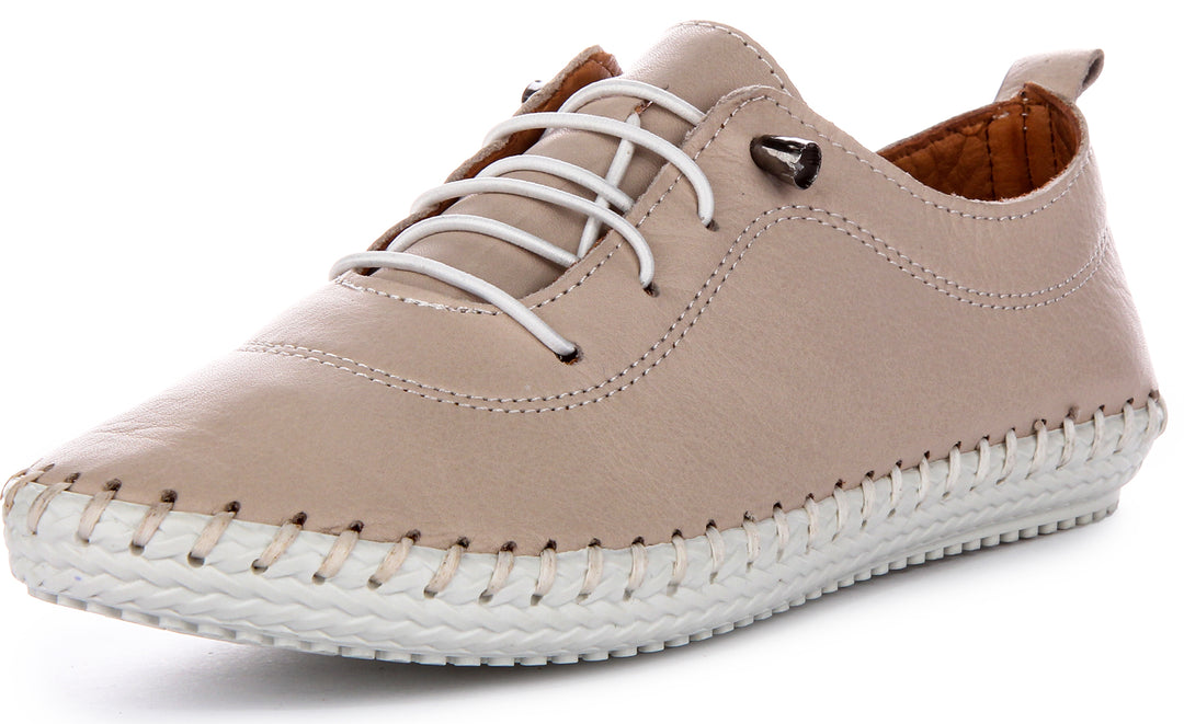 Lexi 2 Leather Plimsoll In Taupe