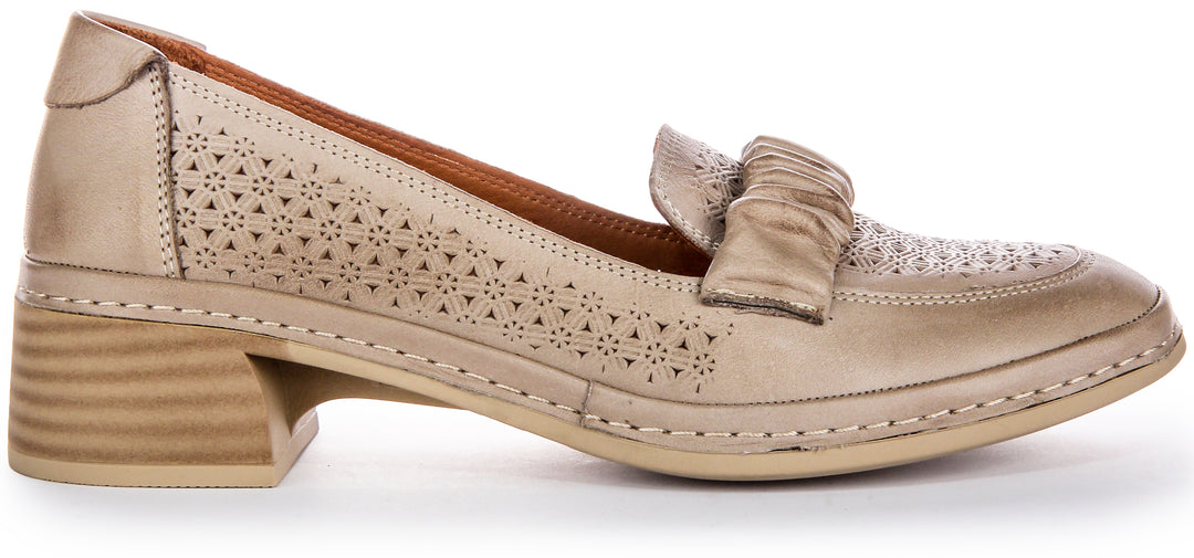 JUSTINREESS ENGLAND Womens Low Heel Taupe Leather Loafers – Justin