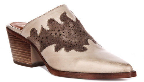 Viola Cowboy Mule Sandal In Taupe