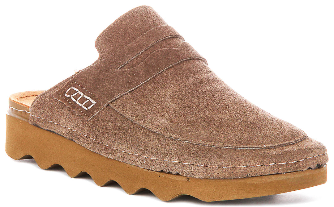 Gia In Taupe Suede Clog Sandals