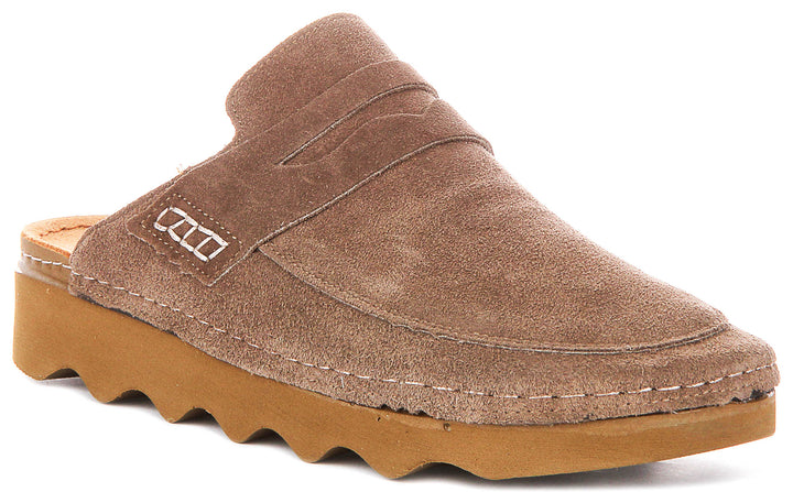 Gia In Taupe Suede Clog Sandals