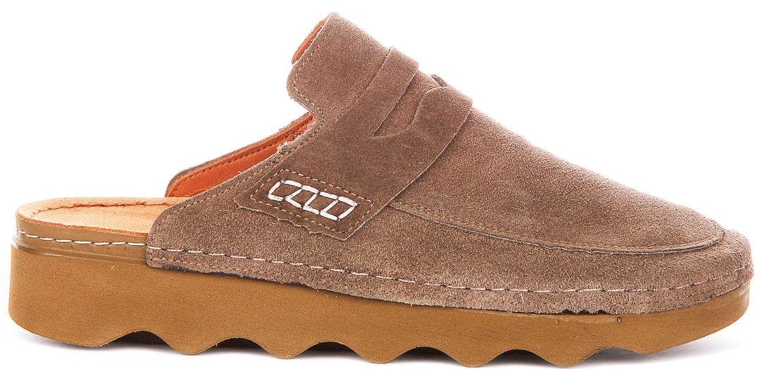 Gia In Taupe Suede Clog Sandals