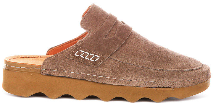 Gia In Taupe Suede Clog Sandals