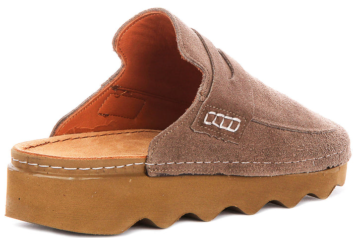 Gia In Taupe Suede Clog Sandals