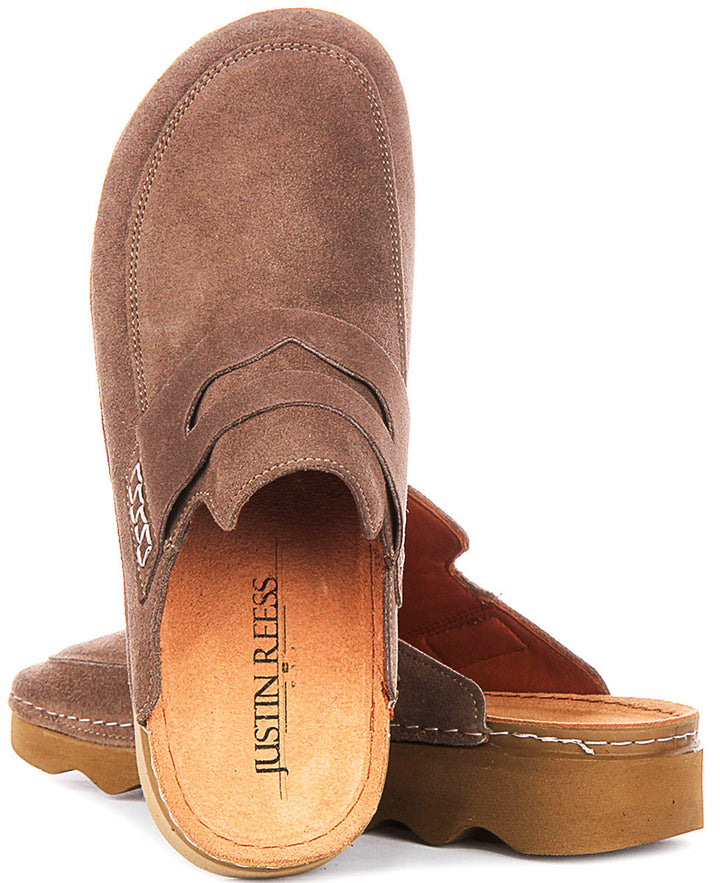 Gia In Taupe Suede Clog Sandals