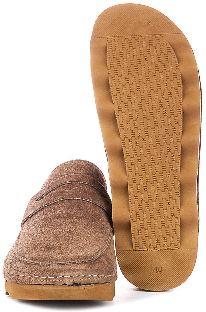 Gia In Taupe Suede Clog Sandals