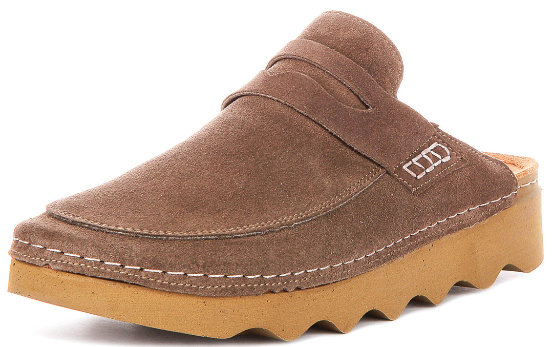 Gia In Taupe Suede Clog Sandals