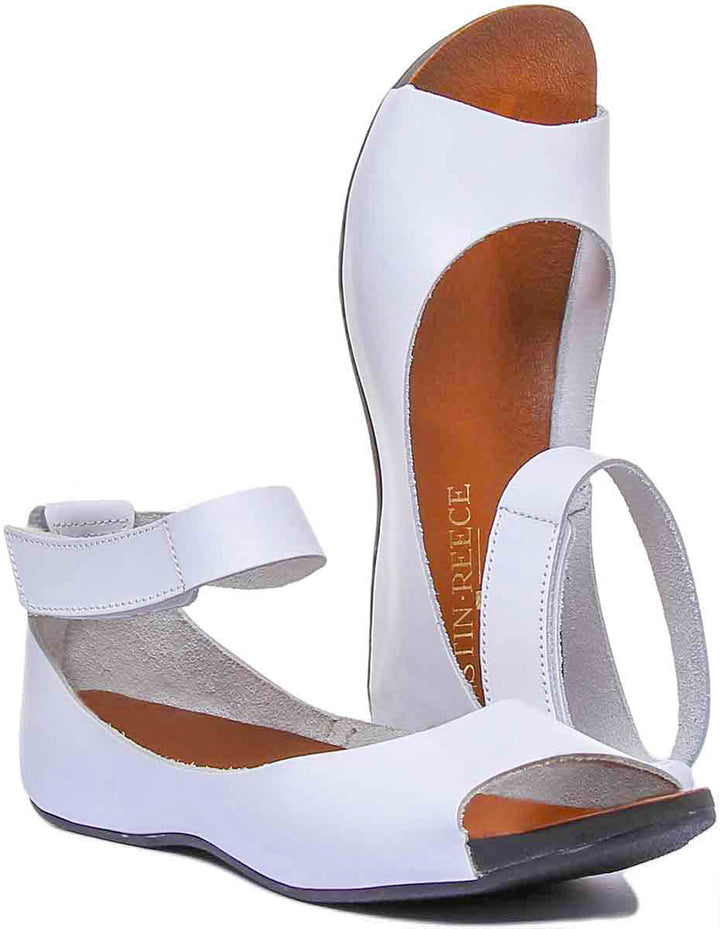 7020 Ankle Strap Peep Toe Sandal In White