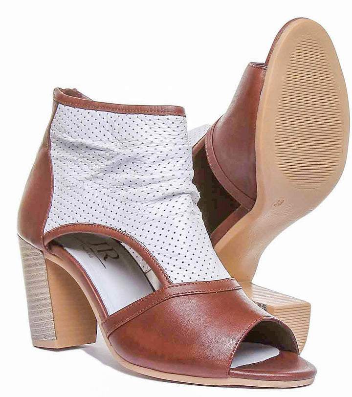 Monica Perforated Summer Boot With Peep Toe In White