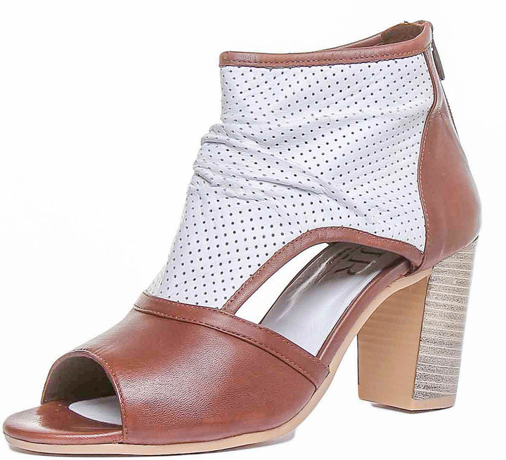 Monica Perforated Summer Boot With Peep Toe In White