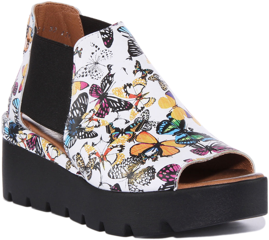 7100 Sandals In White Butterfly Print