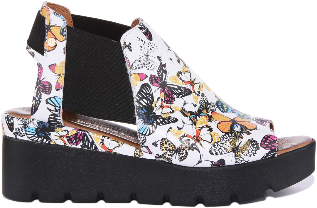 7100 Sandals In White Butterfly Print