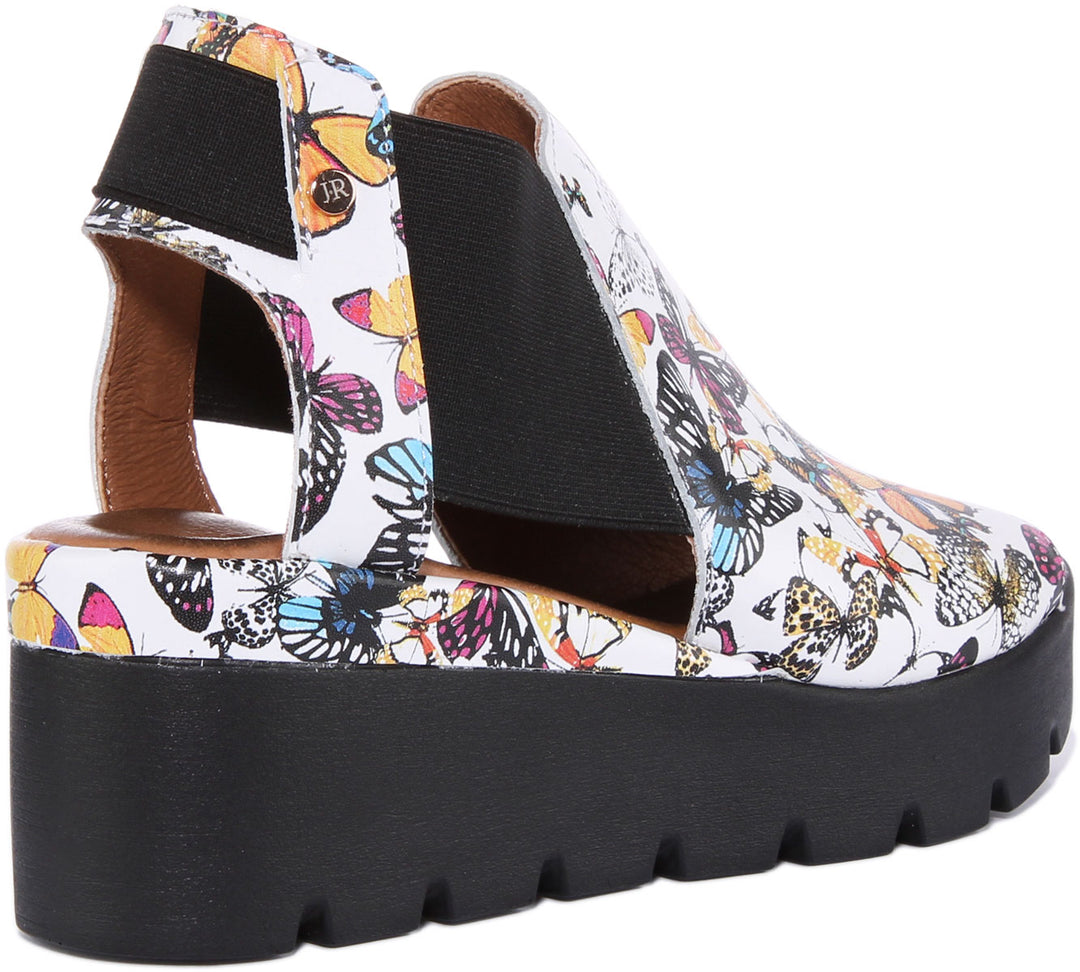 7100 Sandals In White Butterfly Print