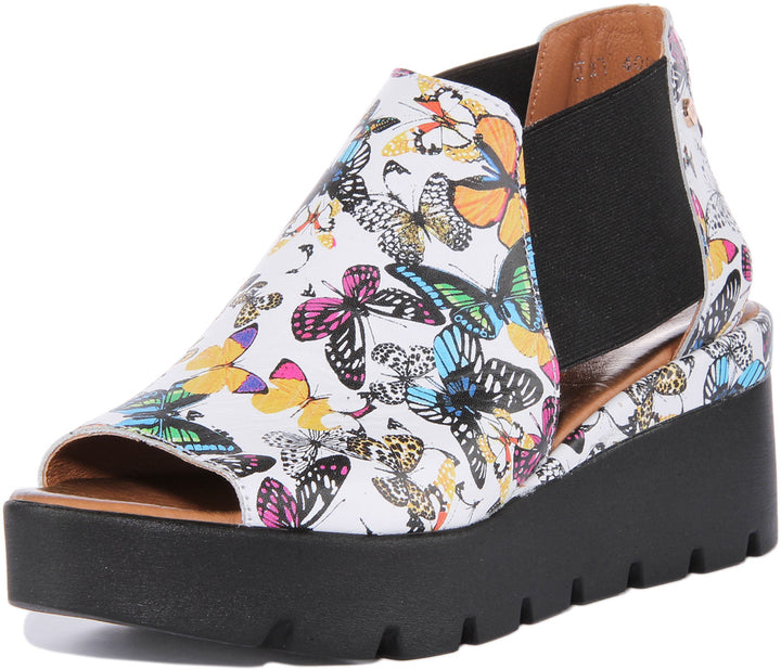 7100 Sandals In White Butterfly Print