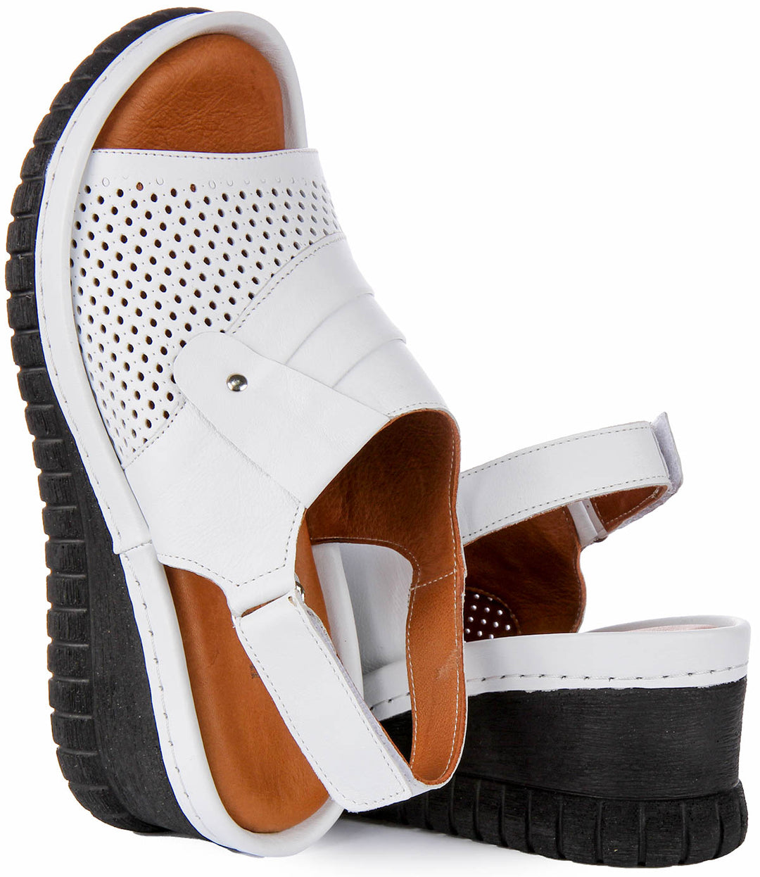 Gal Wedge Sandals In White Leather