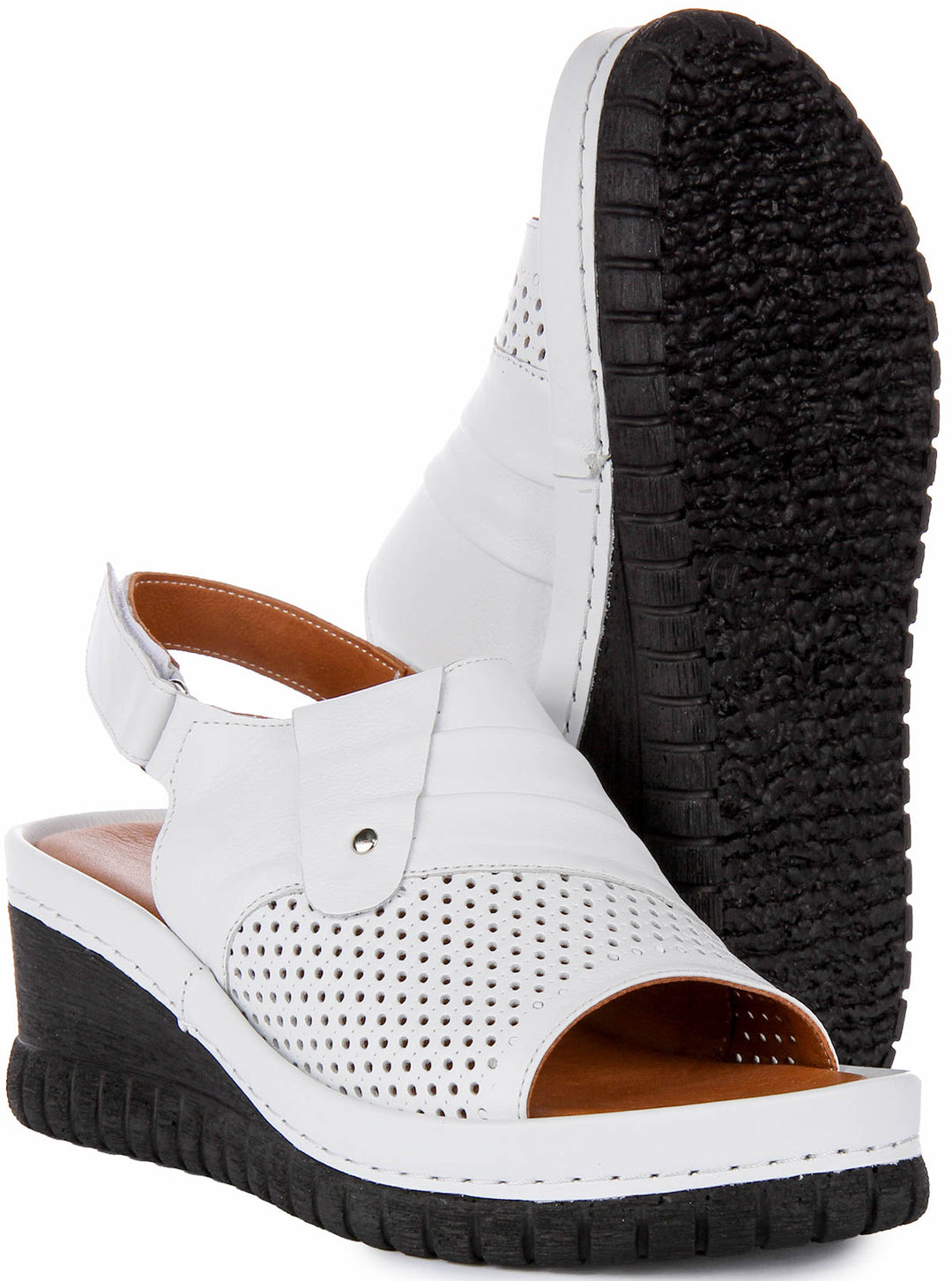 Gal Wedge Sandals In White Leather