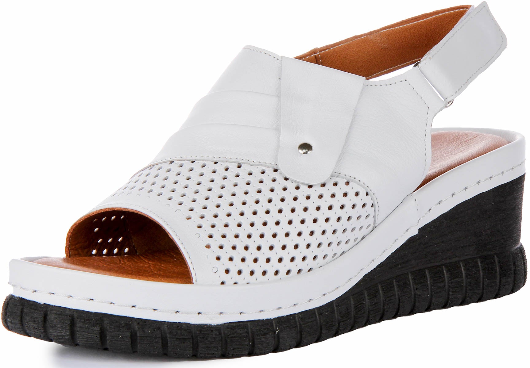 White leather fashion wedge sandals uk