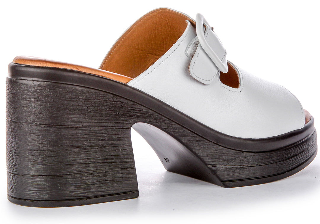 Audrey Mid Heel Wedge Sandal in White