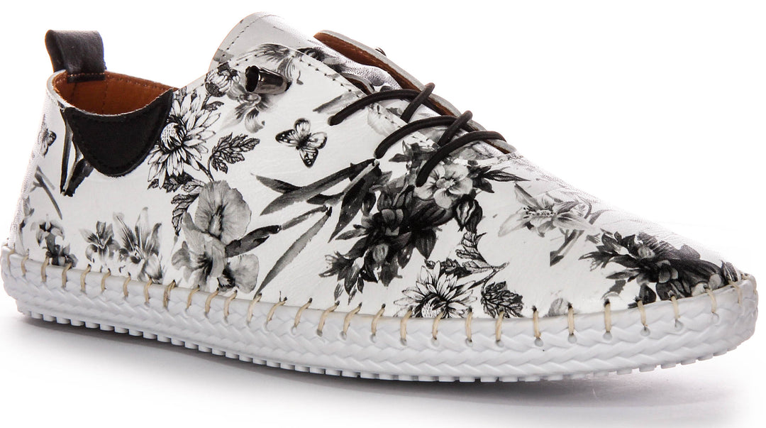 Lexi 3 Comfort Plimsole In White Black Garden