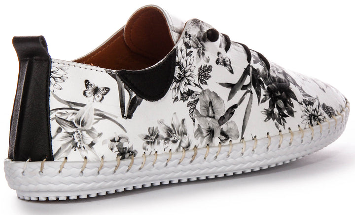 Lexi 3 Comfort Plimsole In White Black Garden