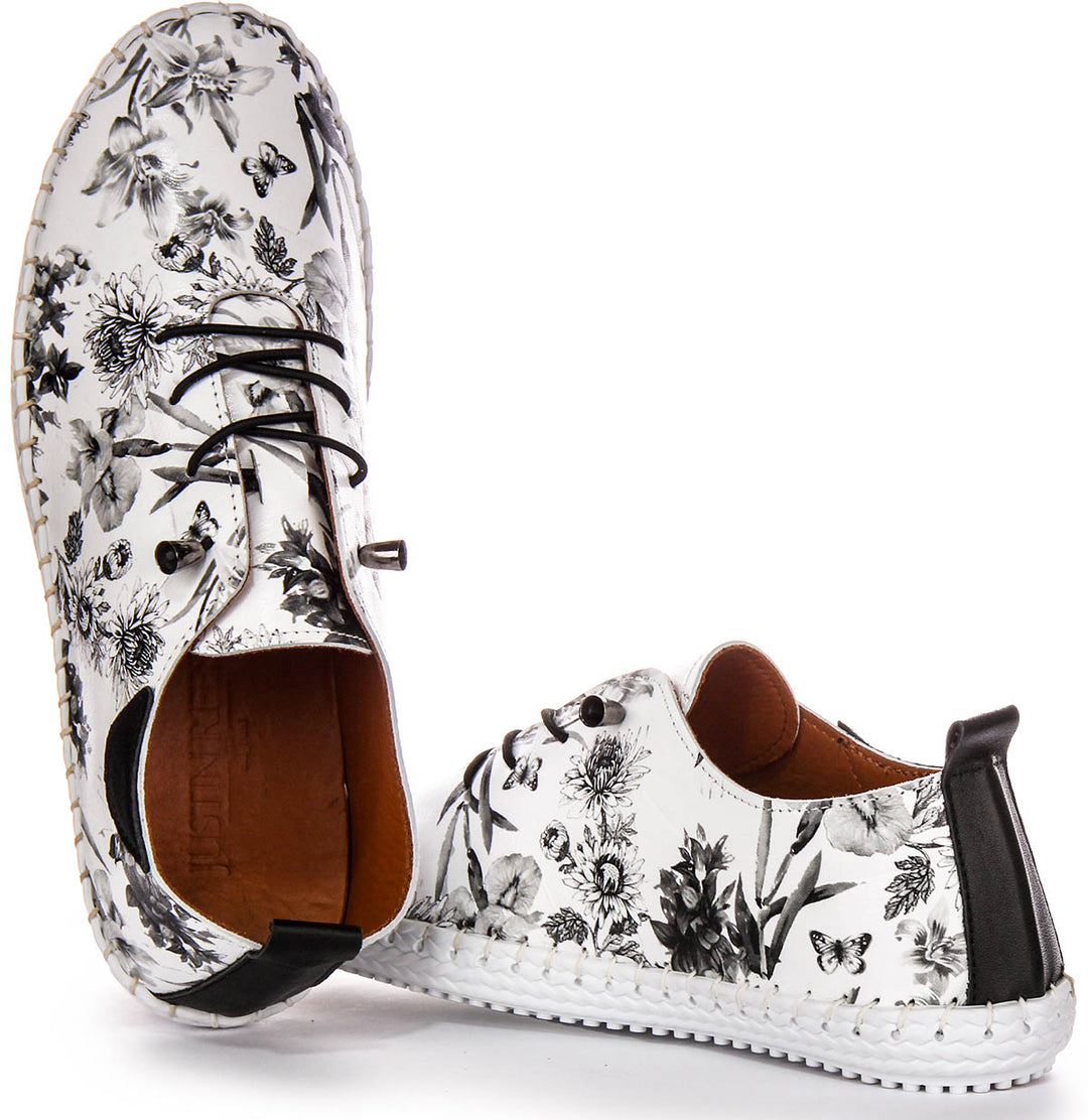 Lexi 3 Comfort Plimsole In White Black Garden