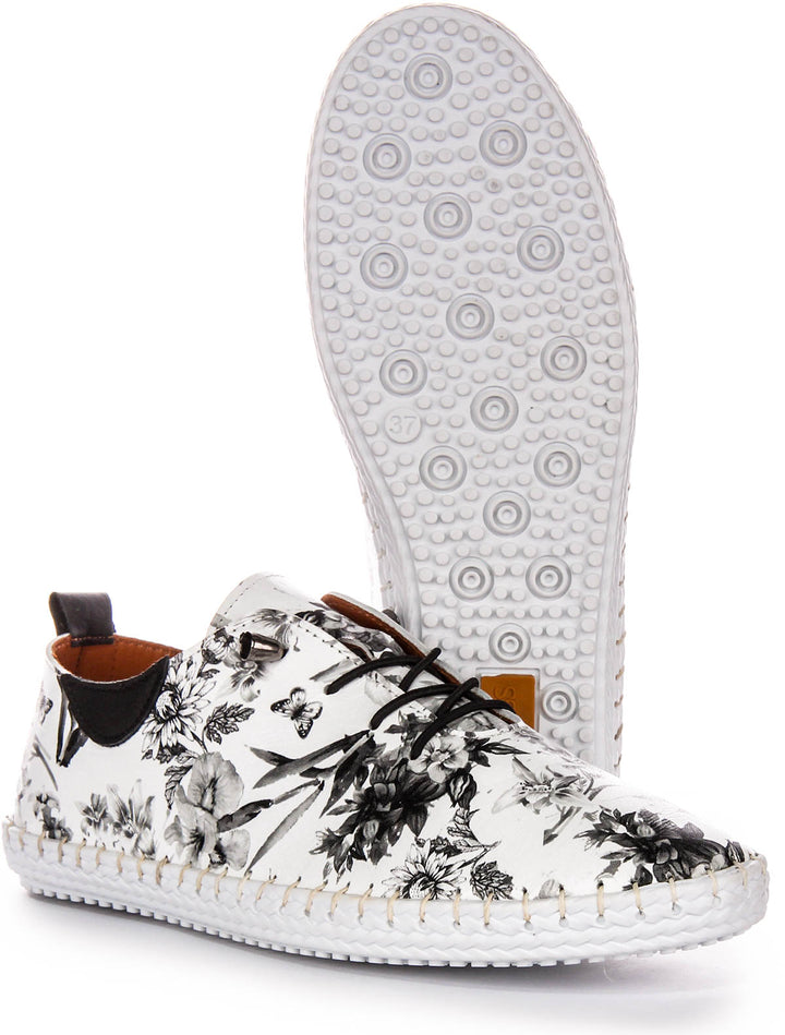 Lexi 3 Comfort Plimsole In White Black Garden