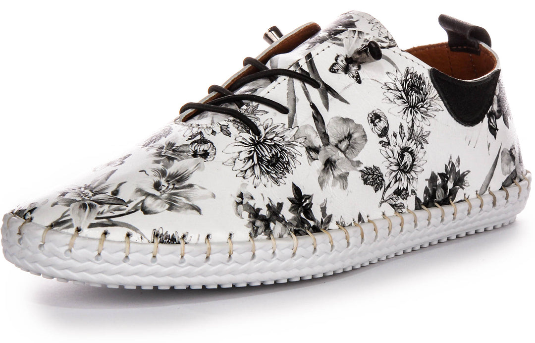 Lexi 3 Comfort Plimsole In White Black Garden