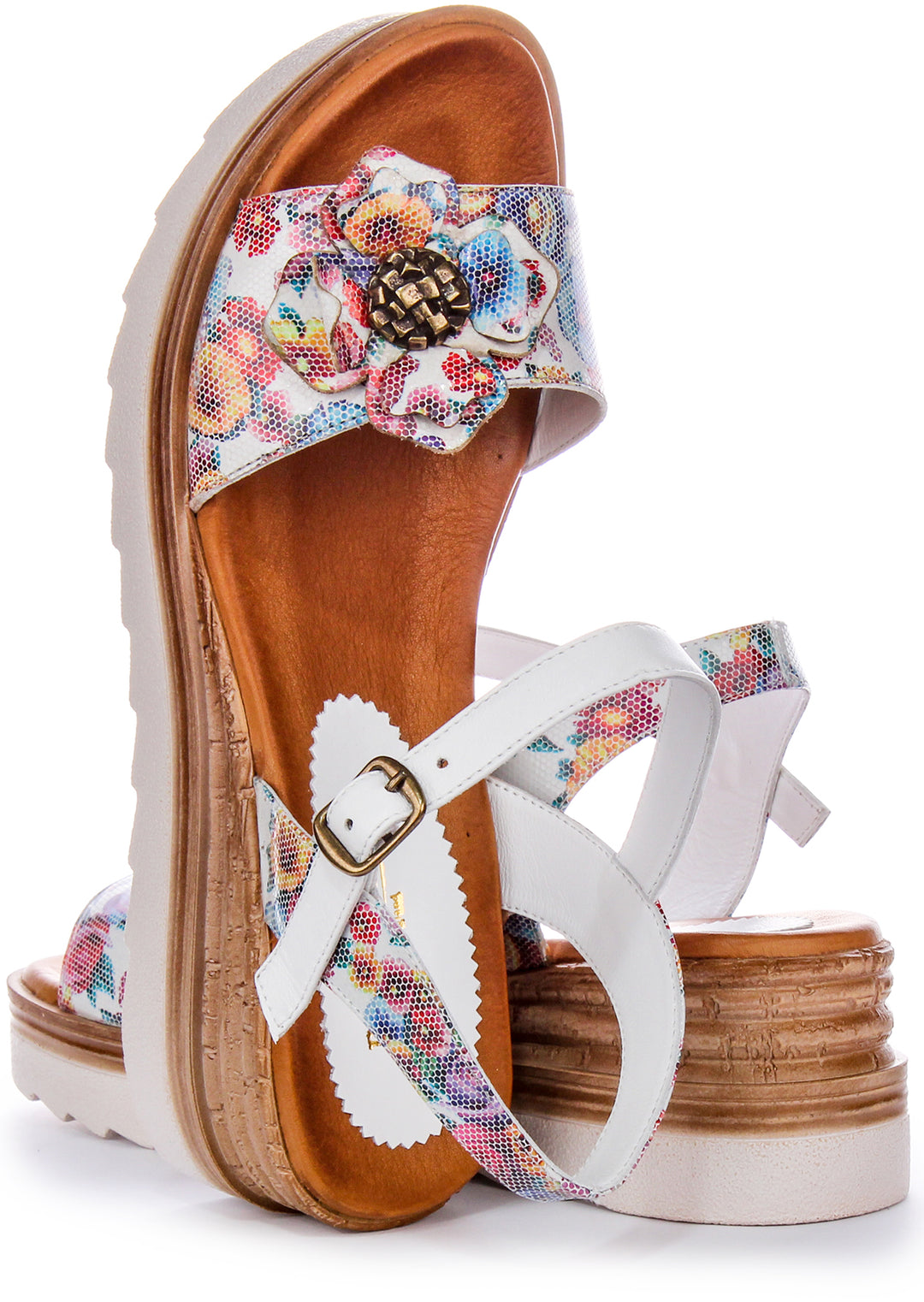 Tania Sandals In White Multi