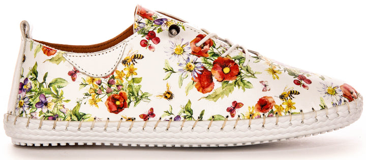 Lexi 3 Comfort Plimsole In White Floral