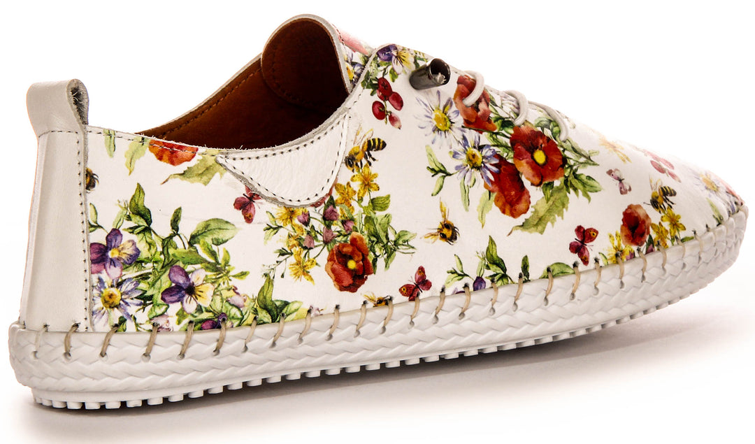 Lexi 3 Comfort Plimsole In White Floral