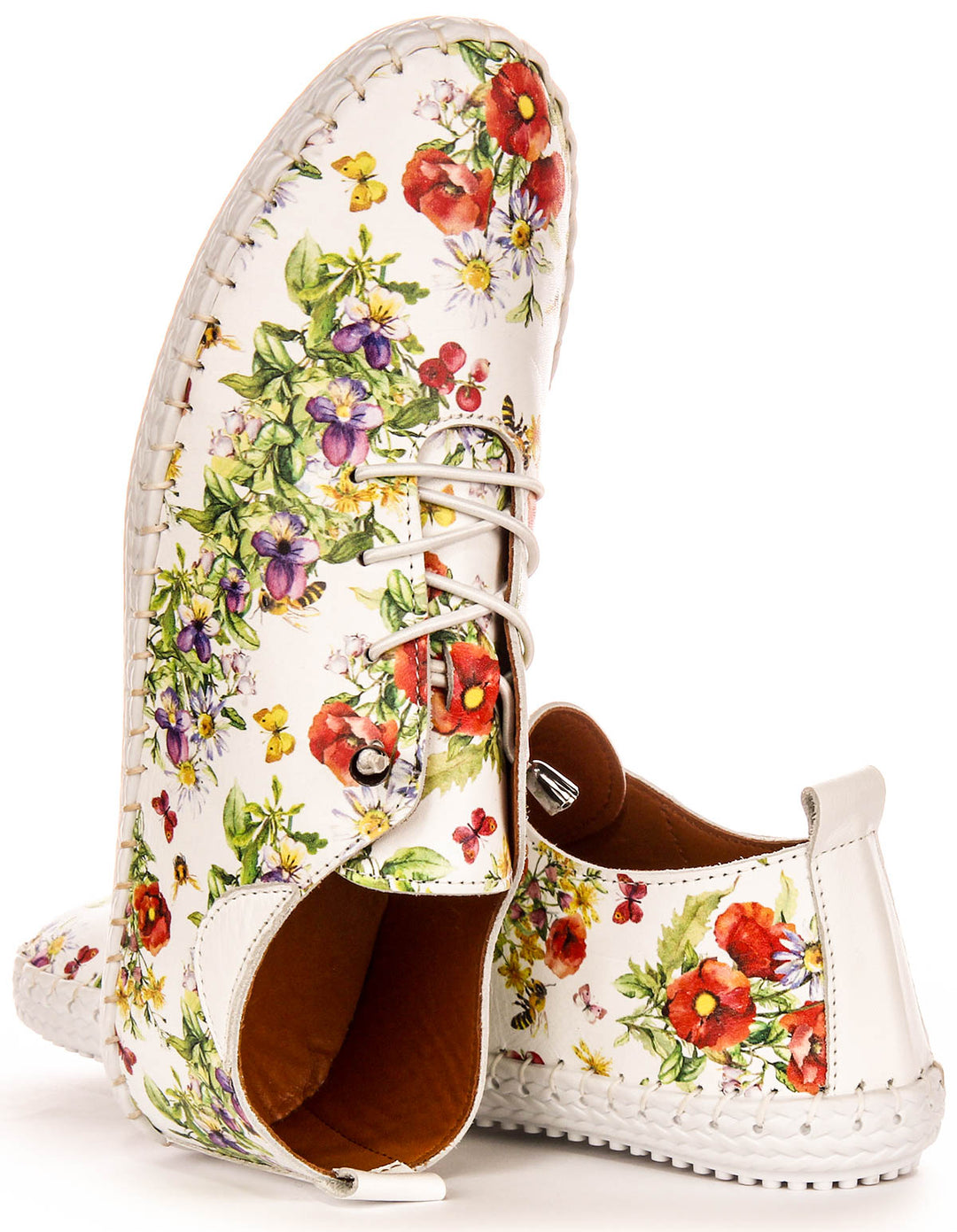 Lexi 3 Comfort Plimsole In White Floral